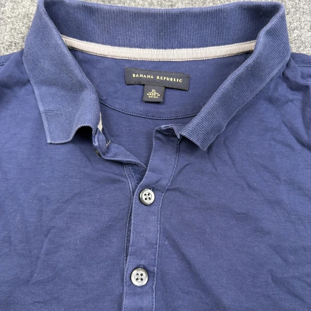 Banana Republic Men's‎ Short Sleeve Polo Shirt Blue Preppy XL Cotton